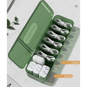 Cutie Organizatoare pentru Cabluri, Flippy, din Plastic, 28 x 9 x 6 cm, Verde - Img 3