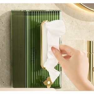 Cutie suport servetele eleganta Flippy, cu montare pe perete sau dulap, material plastic dur, 21.3 x 8.7 x 12 cm, verde - Img 10