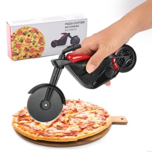 Cutit pizza creativ Flippy, in forma de motocicleta, cu suport pentru cutit, 21.5 x 9.5 cm, otel/PP, negru - Img 6