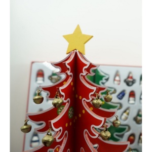Decoratiune Craciun, Brad, Rosu/Alb, 15 cavitati cu ornamente, 25.5 cm x 33 cm, Lemn, Flippy - Img 8