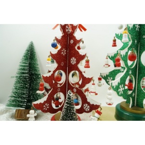 Decoratiune Craciun, Brad, Rosu/Alb, 8 cavitati cu ornamente, 18.5 cm x 33 cm, Lemn, Flippy - Img 8