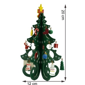 Decoratiune Craciun, Brad, Verde, 6 cavitati cu ornamente, 12 cm x 20 cm, Lemn, Flippy - Img 11