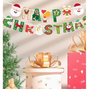 Decoratiune de Craciun, Flippy, Tip Banner, 16 Piese, pentru Usa sau Perete, Multicolor, Sfoara Inclusa, Model C - Img 3