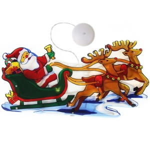 Decoratiune de Craciun pentru fereastra Flippy, Sanie cu reni, cu LED-uri, 26 cm, alb cald - Img 1
