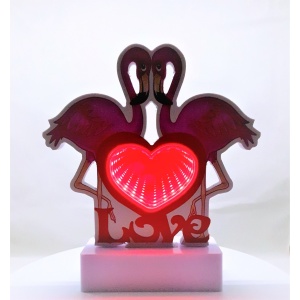 Decoratiune Luminoasa cu Baterii/Cablu Neon Flamingo Love 20 cm Alb Rece - Img 2