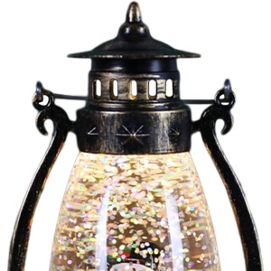 Decoratiune Luminoasa, Flippy, Felinar de Craciun, cu Lumina LED, Ornament Model Lampa cu Ulei Om de Zapada, cu Maner, 14x7x6 cm, Negru - Img 2