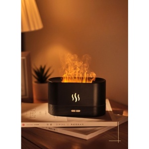 Difuzor de ulei esential cu flacara Flippy, aromaterapie, umidificator de aer, rezervor 180 ml, simulare efectelor de iluminare a flacarii, lumina veghe ajustabila, negru - Img 3