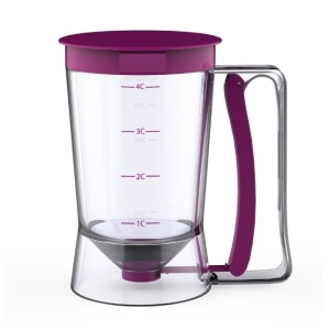 Dispenser de aluat pentru prajituri Flippy, Batter Dispenser, din plastic, maner cu arc, 900 ml, usor de manipulat si utilizat, Mov - Img 1