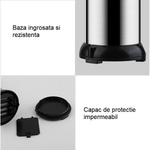 Dispenser pentru Sapun Lichid/Dezinfectant, Flippy, cu Senzor Infrarosu de Miscare, din Otel Inoxidabil, 250 ml, 19 x 11 cm, Gri - Img 4