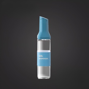 Dispenser pentru Ulei, Flippy, Deschidere si Inchidere Automata a Rezervorul, cu Inductie Gravitationala, 500 ml, 29.5x6x6 cm, Albastru - Img 3