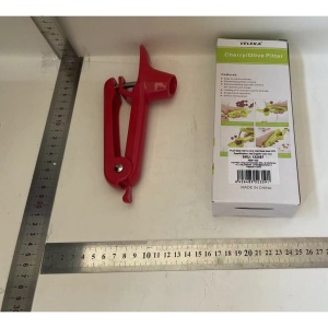 Dispozitiv de Scos Samburi, Flippy, Manual, cu 1 Gaura, pentru Cirese/Masline, 20.5 x 3.8 x 13 cm, din ABS+Otel Inoxidabil, cu Maner, Rosu - Img 2