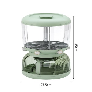 Dozator Etajat de Cereale Flippy, Rotativ 360, 6 Compartimente, Capacitate 10L, Cofraj Special pentru Oua, Vas pentru Scurgerea Cerealelor, 35x27.5 cm, Verde - Img 9