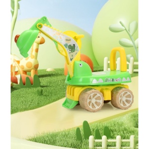 Excavator pentru Copii, Flippy, 1-3 Ani, Greutate Portanta 30 kg, Muzica si Lumini, Rotatie 360 Grade, 45 x 31 x 35 cm, 4 Roti, Verde - Img 5