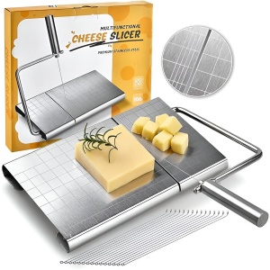Feliator de Branza, Flippy, din Otel Inoxidabil, 5 Fire de Rezerva, Maner Ergonomic, Scara de Masurare, 24x21cm, Argintiu - Img 4