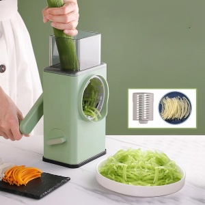 Feliator manual pentru legume Flippy, 3 lame din otel inxodabil, 3 tipuri de feliere, material carcasa ABS, latime maxima feliere 4 mm, baza de tip ventuza, usor si sigur de utilizat, 28.5 x 9,2 x 13.5 cm, verde - Img 11