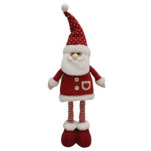 Figurina Decorativa, Pentru Craciun, Flippy, Mos Craciun, Picioare Telescopice, Inaltime Reglabila 44-54cm, Caciula cu Inimioare, Alb/Rosu - Img 5