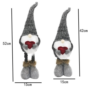 Figurina Decorativa, Pentru Craciun, Flippy, Spiridus, Omul Padurii Indragostit, Picioare Telescopice, Inaltime reglabila 42 - 52 cm, Gri - Img 2
