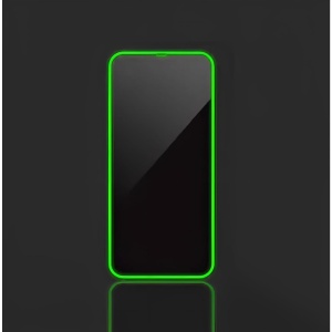 Folie de Sticla Securizata pentru Apple iPhone 15 Pro Max, Flippy, Luminous, Margine Fosforescenta Neon din Silicon, Mat, Anti-Amprenta, Protectie Completa, 9H, Verde - Img 2
