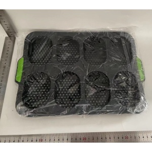 Forme de Silicon pentru Copt, Flippy, 8 Forme Ovale, pentru Paine si Prajituri, 34.5 x 23.8 x 2.5 cm, Negru/Verde - Img 2