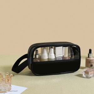 Geanta Cosmetice, Flippy, pentru Voiaj sau Organizare, Material PVC- Textil, Impermeabila, Portabila,22 x 12 x 8 cm, Negru - Img 7