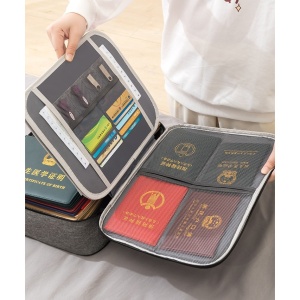 Geanta Flippy pentru Depozitare Acte si Documente, Facturi, Carduri, cu Cod de Securitate, 2 Compartimente, Impermeabila, 37 x 10.5 x 27 cm, Gri - Img 2