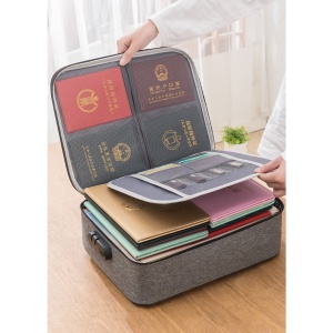 Geanta Flippy pentru Depozitare Acte si Documente, Facturi, Carduri, cu Cod de Securitate, 2 Compartimente, Impermeabila, 37 x 10.5 x 27 cm, Gri - Img 12