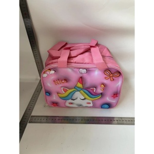 Geantă Frigorifică, Flippy, cu Desene Animat 3D, Portabilă pentru Copii, de Prânz, din Pânză Oxford, 27.5x18x20 cm, Model Unicorn, Roz - Img 2