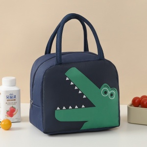 Geantă Frigorifică, Flippy, cu Desene Animat, Portabilă pentru Copii, de Prânz, din Pânză Oxford, 22x14x19 cm, Model Dinozaur, Albastru - Img 4