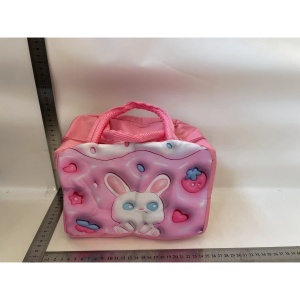 Geantă Frigorifică, Flippy, cu Desene Animate 3D, Portabilă pentru Copii, de Prânz, din Pânză Oxford, 23x13x19 cm, Model Iepuras, Roz - Img 2