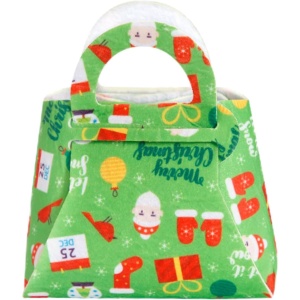 Geanta pentru Copii, Flippy, Pliabila, pentru Cadouri de Craciun, din Panza Netesuta, 13 x 12 x 6 cm, Verde - Img 1