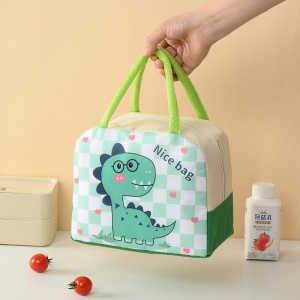 Geanta Termoizolanta pentru Copii, Flippy, 23x13x19 cm, Model Imprimeu Dinozaur, din Folie de Aluminiu si Panza Oxford, Verde - Img 4