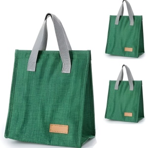 Geanta Termoizolanta Tip Bento Bag Flippy, Camping Cooler, Aluminiu, 22.5x13x25,5 cm, 3.3 L, Verde - Img 3
