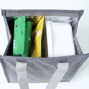 Geanta termoizolanta tip bento bag Flippy, camping cooler bag, Aluminiu, 22.5 x 13 cm, 3.3 L, gri - Img 4