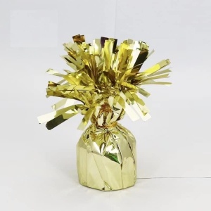 Greutate pentru Baloane cu Heliu, Flippy, din Folie cu Franjuri, 170g, 13 x 5 x 3 cm, Auriu - Img 4