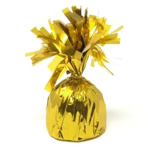 Greutate pentru Baloane cu Heliu, Flippy, din Folie cu Franjuri, 170g, 13 x 5 x 3 cm, Auriu - Img 1
