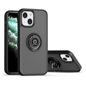 Husa Anti Fall Metal Bracket pentru Apple iPhone 14 Pro Max, Rezistenta la socuri, Margini colorate, Cu inel de prindere magnetic, Flippy, Negru - Img 2