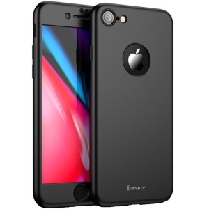 Husa Apple iPhone 7 IPAKY Full Cover 360 Negru + Folie Cadou - Img 1