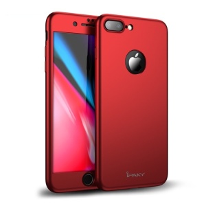 Husa Apple iPhone 8 Plus IPAKY Full Cover 360 Rosu + Folie Cadou - Img 2