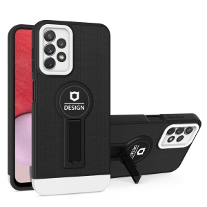 Husa Armor Design cu Stand pentru Samsung A13 4G, Negru/Alb, Suport Auto Magnetic, Wireless Charge, Protectie Antisoc, Flippy - Img 2