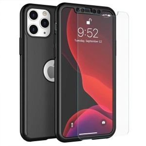 Husa de protectie compatibila cu Huawei P40 Lite Full Cover 360 Negru + Folie de protectie - Img 1