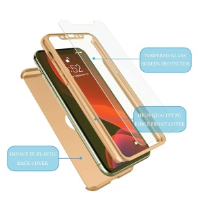 Husa de protectie Flippy compatibila cu Apple iPhone 12/12 Pro Full Cover 360 Auriu + Folie de protectie - Img 3