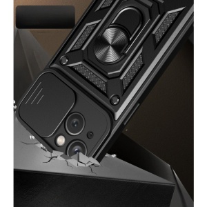 Husa de protectie Flippy compatibila cu Apple iPhone 13 Defender Model 4 cu suport,Negru - Img 3
