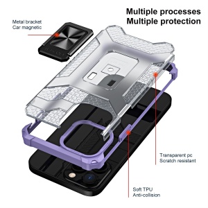 Husa de protectie Flippy compatibila cu Apple iPhone 13 Pro Acrylic Armor cu suport Mov - Img 3
