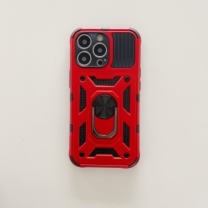 Husa de protectie, Flippy, compatibila cu Apple iPhone 13 Pro Max Defender, Model 4 cu suport, Rosu - Img 3