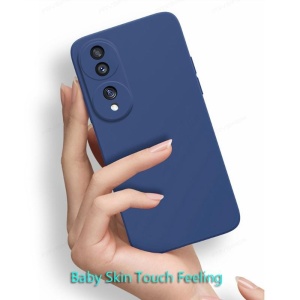 Husa de Protectie, Flippy, pentru Honor 70, Liquid Silicone, cu Microfibra pe Interior, Protectie Antisoc, Compatibil Incarcare Wireless, Albastru - Img 4
