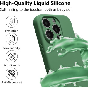 Husa de Protectie, Flippy, pentru iPhone 16 Pro, Liquid Silicone, cu Microfibra pe Interior, Protectie Antisoc, Compatibil Incarcare Wireless, Verde - Img 6