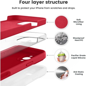 Husa de Protectie, Flippy, pentru iPhone 16 Pro Max, Liquid Silicone, cu Microfibra pe Interior, Protectie Antisoc, Compatibil Incarcare Wireless, Rosu - Img 6