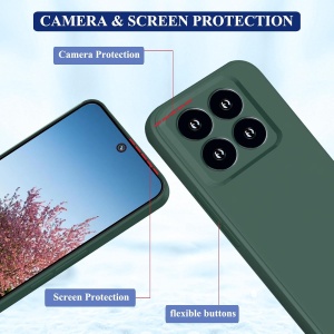 Husa de Protectie, Flippy, pentru Xiaomi 14, Liquid Silicone, cu Microfibra pe Interior, Protectie Antisoc, Compatibil Incarcare Wireless, Verde - Img 6