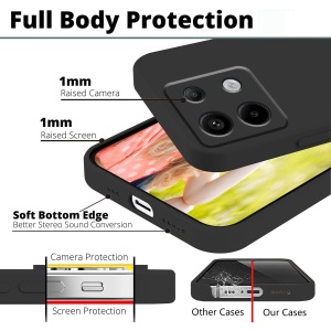 Husa de Protectie, Flippy, pentru Xiaomi Redmi Note 13 5G, Liquid Silicone, cu Microfibra pe Interior, Protectie Antisoc, Compatibil Incarcare Wireless, Negru - Img 4