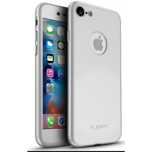 Husa de protectie Flippy Premium Full Cover 360 pentru Apple iPhone 7 Argintiu cu Folie sticla inclusa - Img 3